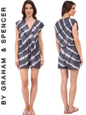Velvet By Graham & Spencer Small Tie Dye Romper Shorts Boho Beach Cotton Silk